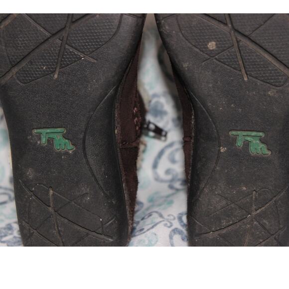 Thom McAn Brown Suede Side Zip Ankle Boots Booties Size 8.5 Contrast Stitching - Picture 7 of 10